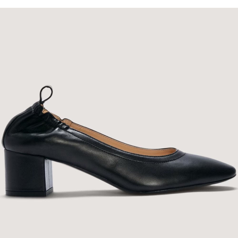Everlane Black Leather Block Heel Shoes